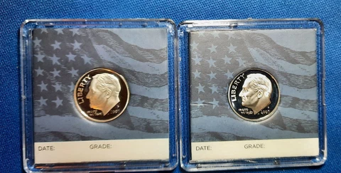 LOT OF TWO 90% SILVER ROOSEVELT DIMES,  GEM PROOFS 2005 S, AND 2007 S.   D CAM Cover
