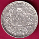 British India 1943 Bombay Mint George Vi One Rupee Beautiful Silver Coin #Jz30