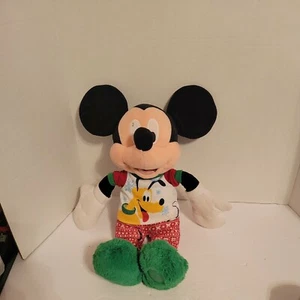 Disney Store Mickey Mouse Christmas Pajamas Pluto Plush Stuffed Animal Toy - Picture 1 of 7