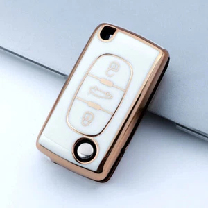 Custodia Chiavi Auto Bianca Fob Shell per Peugeot Citroen Opel DS 307 207 C4 C5 - Foto 1 di 6