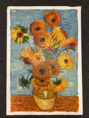 Vincent van Gogh ~Sunflowers~ Repro Art Oil Painting Unstretched Canvas 37x24 - Image 1 of 4