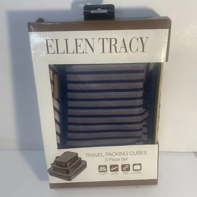3 Ellen Tracy Travel Packing Cubes Set Lightweight Nylon,Handles Pink/Blue - Imagem 1 de 4
