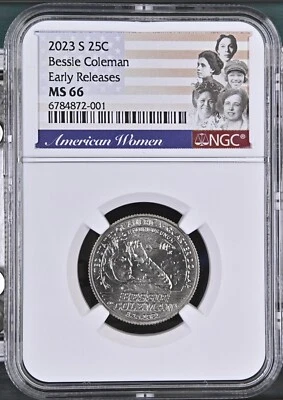 2023 S Bessie Coleman 25C Quarter NGC MS66 Early Releases - Image 1 of 2
