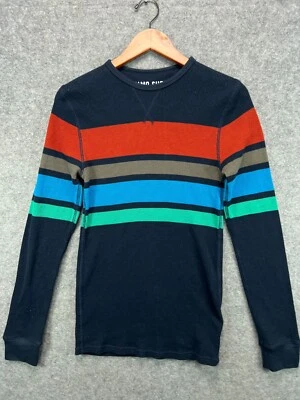 Suéter Mossimo Térmico Waffle Para Hombres Pequeño Azul Rayas Crew Pullover Manga Larga Foto 1 de 4