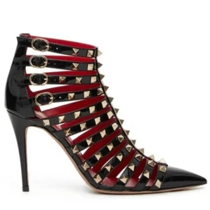 Valentino Garavani Alcove Rockstud Black Caged Bootie Size 38 - Picture 1 of 8