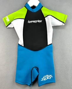 Hyperflex Unisex Access 2MM Spring Wetsuit Kids 4 Blue Green Flatlock Seams - Picture 1 of 12