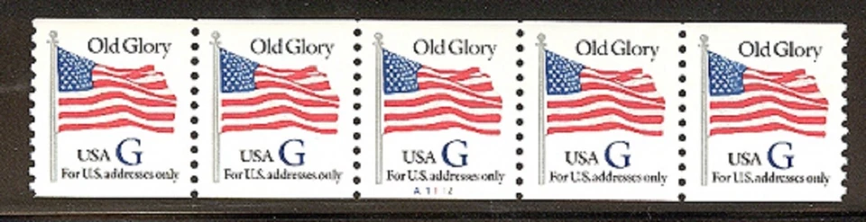 USA PNC SC# 2890 BLUE "G" - OLD GLORY (32c) WATER ACTIVATED MNH PL# A1112 - Image 1 of 1