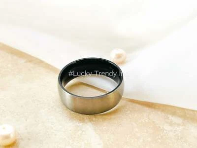 Lucky Trendy Titanium Band Ring w/ Black Vacuum Plating, Size 11 - Image 1 of 3