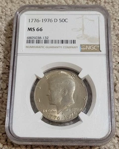 1776-1976 D NGC MS 66 Kennedy Bicentennial Half Dollar GOLD GETÖNT SCHÖN - Bild 1 von 3