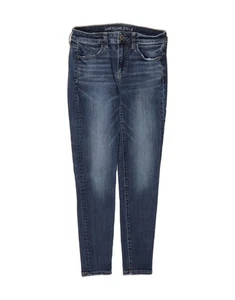 AMERICAN EAGLE Womens Skinny Jeans UK 10 Small W28 L28 Navy Blue Cotton FM11 - Picture 1 of 5
