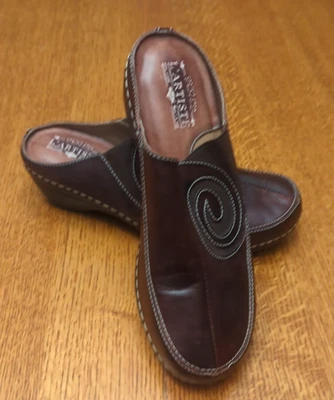 L'artiste Spring Step Leather Clogs Mules Slip on Shoes 40 Vanessa Brown Wedge - Image 1 of 4