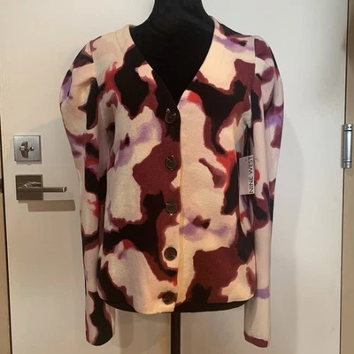 Cárdigan Suéter Nine West Nuevo con Etiquetas Medio Cristal Malva Manga Larga Abullonada 100% Algodón Foto 1 de 4