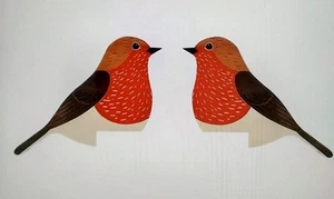 2 ROBINS novedad divertido MADERA sobre puerta/estante cuidadores 11x9 cm nuevo dulce regalo  - Imagen 1 de 6