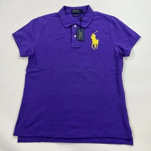 NUOVO Polo Ralph Lauren donna slim polo viola camicia grande pony taglia large - Foto 1 di 7