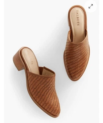 Talbots Tan Woven Leather Mules Size 9.5 - Image 1 of 4