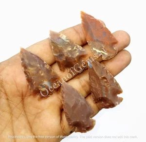 Cabujón punta de flecha de jaspe rojo natural de 100 quilates, 4 piezas, lote de piedras preciosas sueltas - Imagen 1 de 10