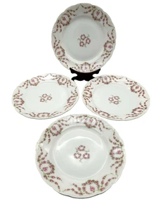Antike KPM Granuteco Rosa Rosen Flora Salatteller 4er Set Germany - Bild 1 von 11