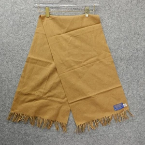Camel Virgin Wool Scarf Mens Tan Classic Fringe USA Made Vintage PENDLETON 12x46 - Picture 1 of 9