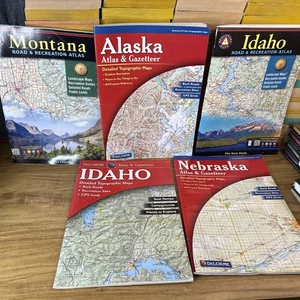 Lot Of 5 DeLorme Atlas & Gazetteer Montana Alaska Idaho Nebraska Paperbacks - Picture 1 of 12