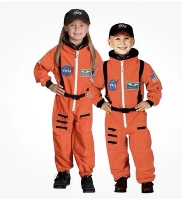 Disfraz de astronauta de la NASA Halloween talla 4-6 naranja vuelo espacial mono Foto 1 de 4