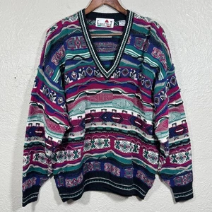 Vtg 90s Coogi Style 3D Knit Sweater XL Textured Hip Hop Biggie Street Grunge Y2K - Picture 1 of 10