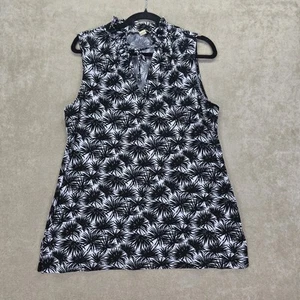 Michael Kors Damen Bluse schwarz-weiß ärmellos Rüschen V-Ausschnitt zum Binden Größe L - Bild 1 von 17
