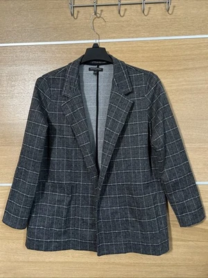 Banana Republic Women’s Size Large Gray Plaid Knit BOYFRIEND BLAZER unlined - Image 1 of 4