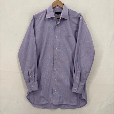 Camisa masculina Robert Talbott 16-34 roxa xadrez botão frontal manga longa empresarial - Imagem 1 de 4