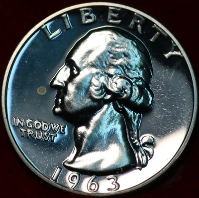 Uncirculated Proof 1963 Philadelphia Mint Silver Washington Quarter - Image 1 of 2