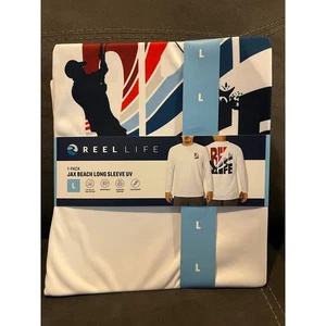 Reel Life Herren Jax Beach Langarm UV Schutz T-Shirt, Weiß, Large - Neu - Bild 1 von 3
