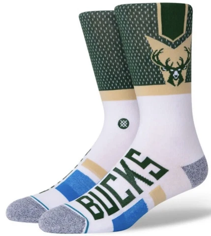 MILWAUKEE BUCKS  STANCE NBA ‘SHORTCUT 2 ‘ CREW SOCKS MENS LARGE ONE PAIR GIANNIS Cover