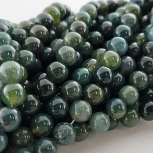 Moss Agate Beads Natural Smooth Round Gemstone Beads 6mm 8mm 10mm Mocha Stone - Picture 1 of 15
