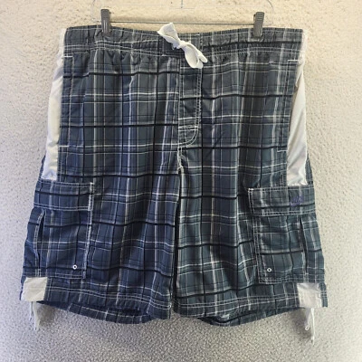 Vtg Nike Sportswear Mens 2XL XXL Gray Plaid Swim Cargo Board Shorts Trunks Y2K - Image 1 of 4