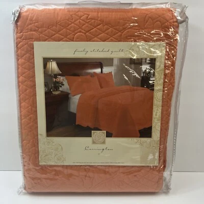 New Carrington Quilt Finely Stitched Orange Twin Size Coverlet 66x86" - Image 1 of 4