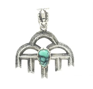 Tim Herrera Cochiti Pueblo Plata Esterlina Nube de Lluvia Colgante Variscita Persa - Imagen 1 de 8