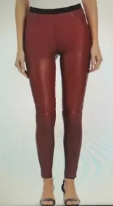 Bagatelle City Stretch Leder Legging Skinny Hose Kirschrot M (fällt groß aus) Neu mit Etikett - Bild 1 von 8