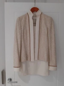 ESCADA Size EU 34 UK 4-6 Cream Linen Skirt Suit Weddings, Christenings - Picture 1 of 5