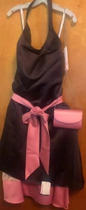 Davids Bridal Brown Pink Halter Bridesmaid Dress Sz 14 Prom Quinceanera Pinup - Picture 1 of 2