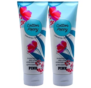 2 VICTORIA'S SECRET PINK COTTON POPPY CLEAN COTTON RED POPPIES BODY LOTION NEW - Picture 1 of 3