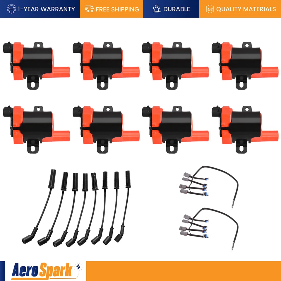 8 bobinas de encendido de energía y juego de cables y 8 conectores para Hummer H2 2003-2006 6,0 L V8 Foto 1 de 1