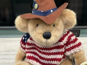 Brass Button Bear Cody Teddy Bear 10” Plush Americana Flag Sweater Jointed Tag - Picture 1 of 11