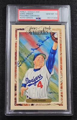 DUKE SNIDER Signed FULL NAME Perez Steele Postcard-HOF-DODGERS-PSA 10 Auto - Image 1 of 4