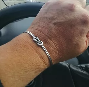 BRACCIALE NODO RIGIDO ARTIGIANALE IN ARGENTO 925 UOMO DONNA - Foto 1 di 3