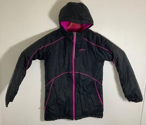 Columbia Youth Girls Black & Pink Hooded Winter Jacket Size L - Picture 1 of 3