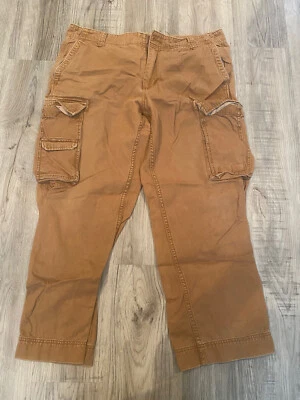 Pantalones World Wide Sportsman 40x30 Marrón Carga Lona Pesca Aire Libre Ropa de Trabajo Foto 1 de 4