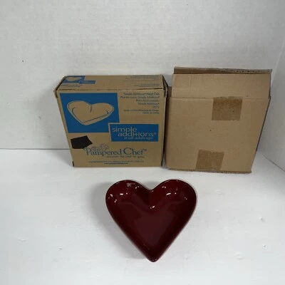 Pampered Chef Simple Additions Cranberry Red 6” Heart Dish Bowl New - Image 1 of 4