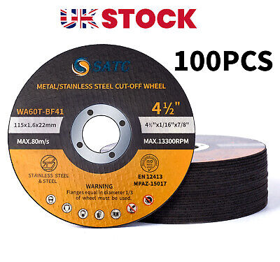 100x 4.5 115mm Metal Cutting Blade Disc Stainless Steel Angle Grinder Thin 1.2mm • 30.99£