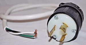 Cooper Lumark PC3-480V White Nema 3' Power Cord, Plug, Caps 16 AWG/3 Cordset NEW - Bild 1 von 5