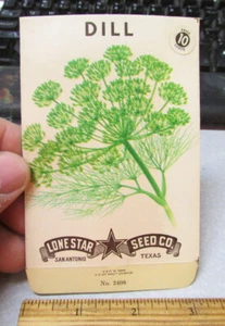 Paquete de semillas VACÍAS de colección, eneldo, buenos gráficos, Lone Star Seed Texas años 40 - Imagen 1 de 2