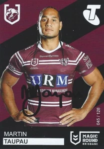 Signed 2019 MANLY SEA EAGLES NRL Card MARTIN TAUPAU Magic Round - Bild 1 von 2